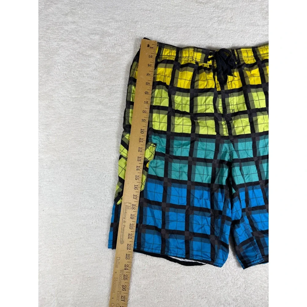 Burnside Board‎ Shorts Mens Medium Multi Color Plaid Gradient y2k Swim Trunks